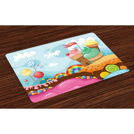 Ice Cream Placemats Set Of 4 Dessert Land With Rainbow Candies