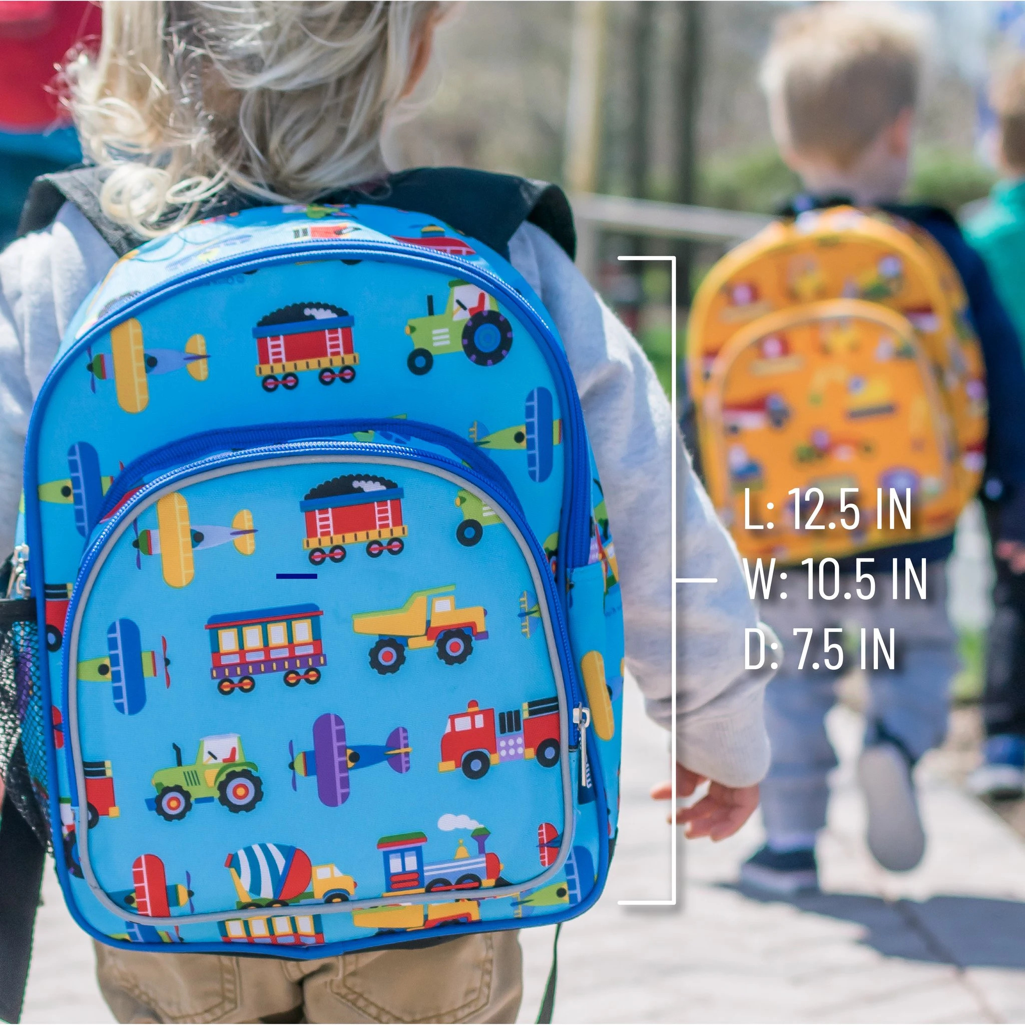 Wildkin Kids 12 Inch Backpack for Toddler Boys and Girls, Insulated Front Pocket (Trains, Planes & Trucks Blue) - image 5 of 5