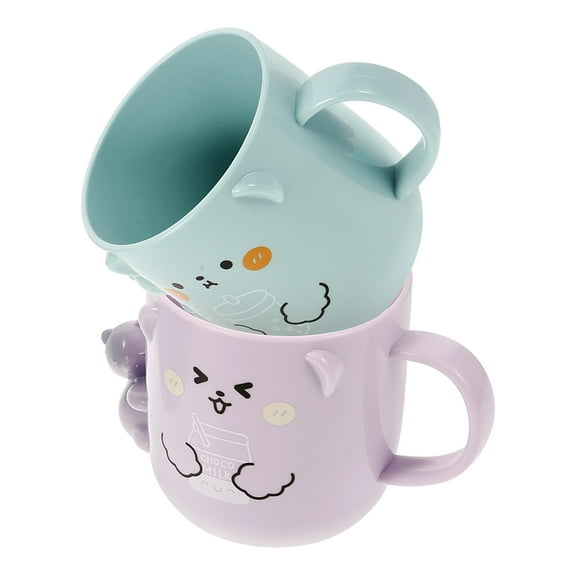 ELAYARD 2Pcs Reusable Plastic Bathroom Cups for Toddlers Assorted Colors Cute 3D Bear Shape Design