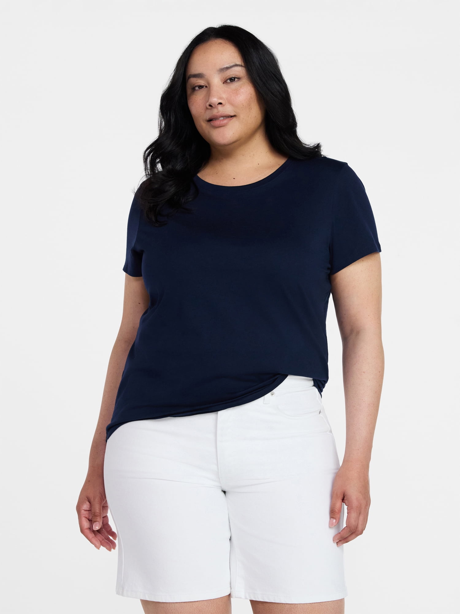 Time and Tru Women's Short Sleeve Crew Tee, Sizes 1X-4X