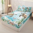 thumbnail image 2 of Manfei Cartoon Sea Turtle Zipper Twin Comforter Sets with Fitted Sheet and 2 Pillowcases,Calm Ocean Plant Zipper Bedding Set,Green,Polkadot Reversible,4pcs, 2 of 8