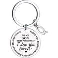 thumbnail image 1 of EGNMCR Keychains To My Son Message Keychain Stainless Steel Initial Last Name 26 Letter Family Inspirational Keychain Gift letter keychain, 1 of 1