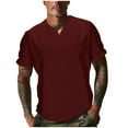 thumbnail image 2 of CFLVAEK Workout T Shirts for Men Big and Tall V Neck Tshirt Comfy Short Sleeve Tshirt Solid Color Running Gym Athletic Tees Wine XXL, 2 of 7