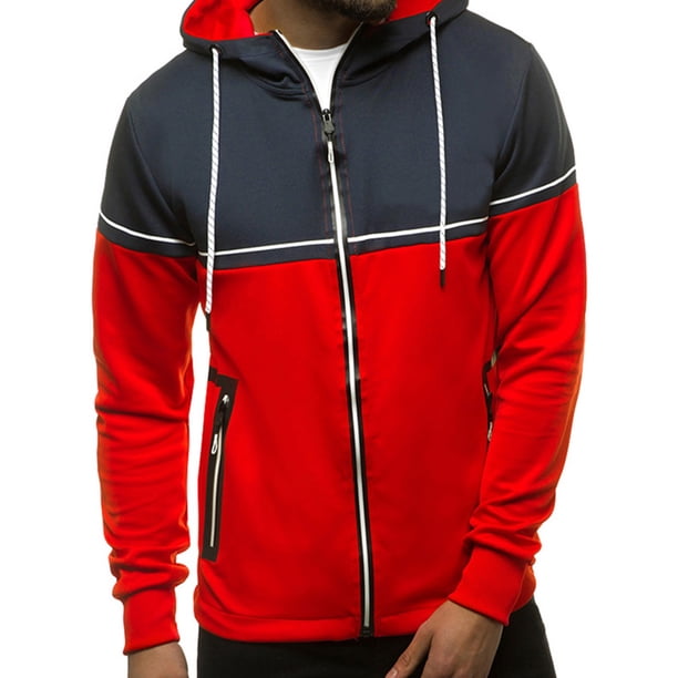 Bellella Sudaderas con capucha para hombre Sudaderas con cremallera completa Sudadera de manga larga Cárdigan de ajuste regular Cuello atlético con capucha