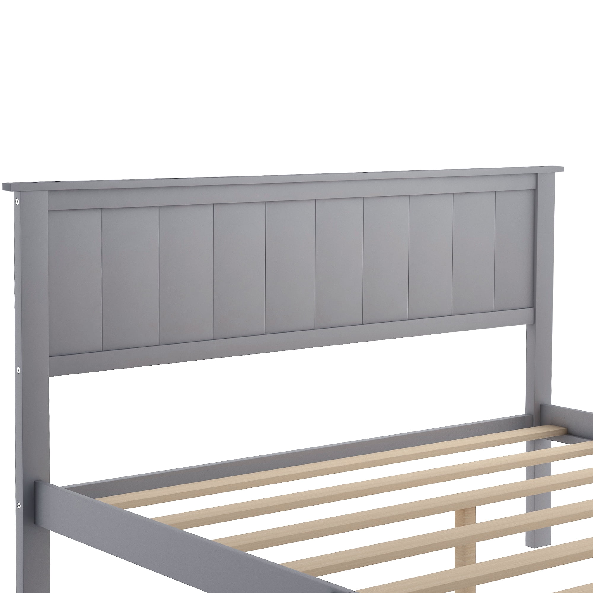 Bellemave Twin Size Bed Frame with Storage Drawers, Twin Wood Platform Bed with Headboard for Kids, Boys & Girls (Gray)