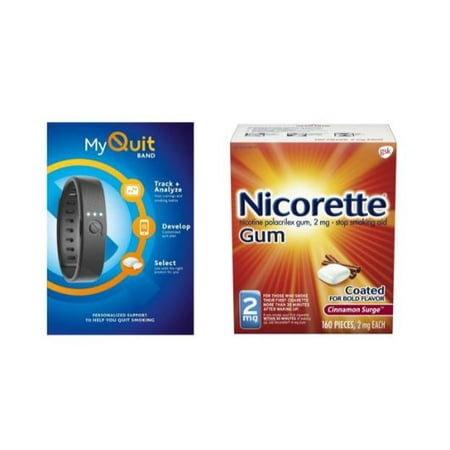 [Free MyQuit Band] + Nicorette Nicotine Gum, Stop Smoking Aid, 2 Mg, Cinnamon Surge, 160 Ct