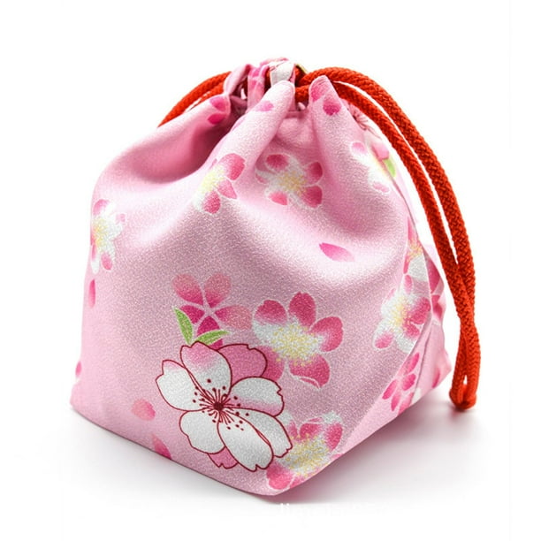 Sakura Japonés Bolsa de Cordón Mujeres Chicas Robe Partido Cosmético Monedero Monedero Home Bolsa de Almacenamiento Teléfono BLESIY Bolsa japonesa con cordón