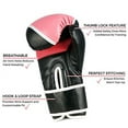 thumbnail image 2 of Kruzak Two-Tone Focus Mitts and Boxing Gloves Set for Kickboxing and Muay Thai MMA Training| Focus Pads + Training Gloves | Fitness Kit for Martial Arts and Karate (Black/Pink, 12 oz), 2 of 7