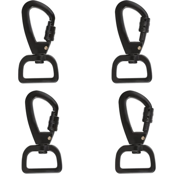 Swivel Clip, 4Pcs Zinc Alloy Leash Swivel Snap Hooks Locking Dog Leash Buckle Quick Release Buckles Anti-Rust Carabiner Clips for Dog Walking Camping Backpack (Black)