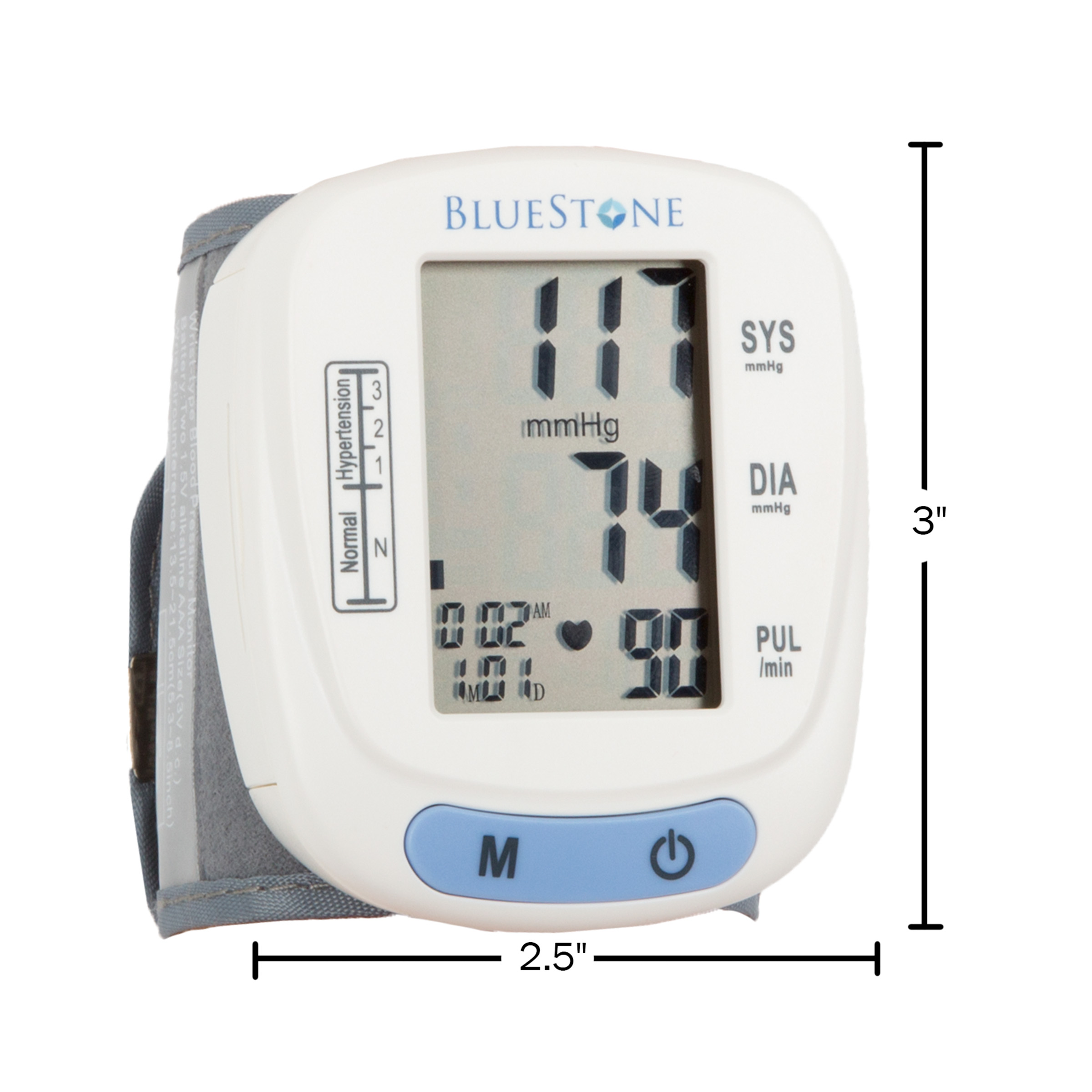 Blood Pressure Monitor With Heart Rate - Automatic Wrist Cuff Blood Pressure Machine With LCD Display Memory and Carrying Case by Bluestone - image 2 of 7