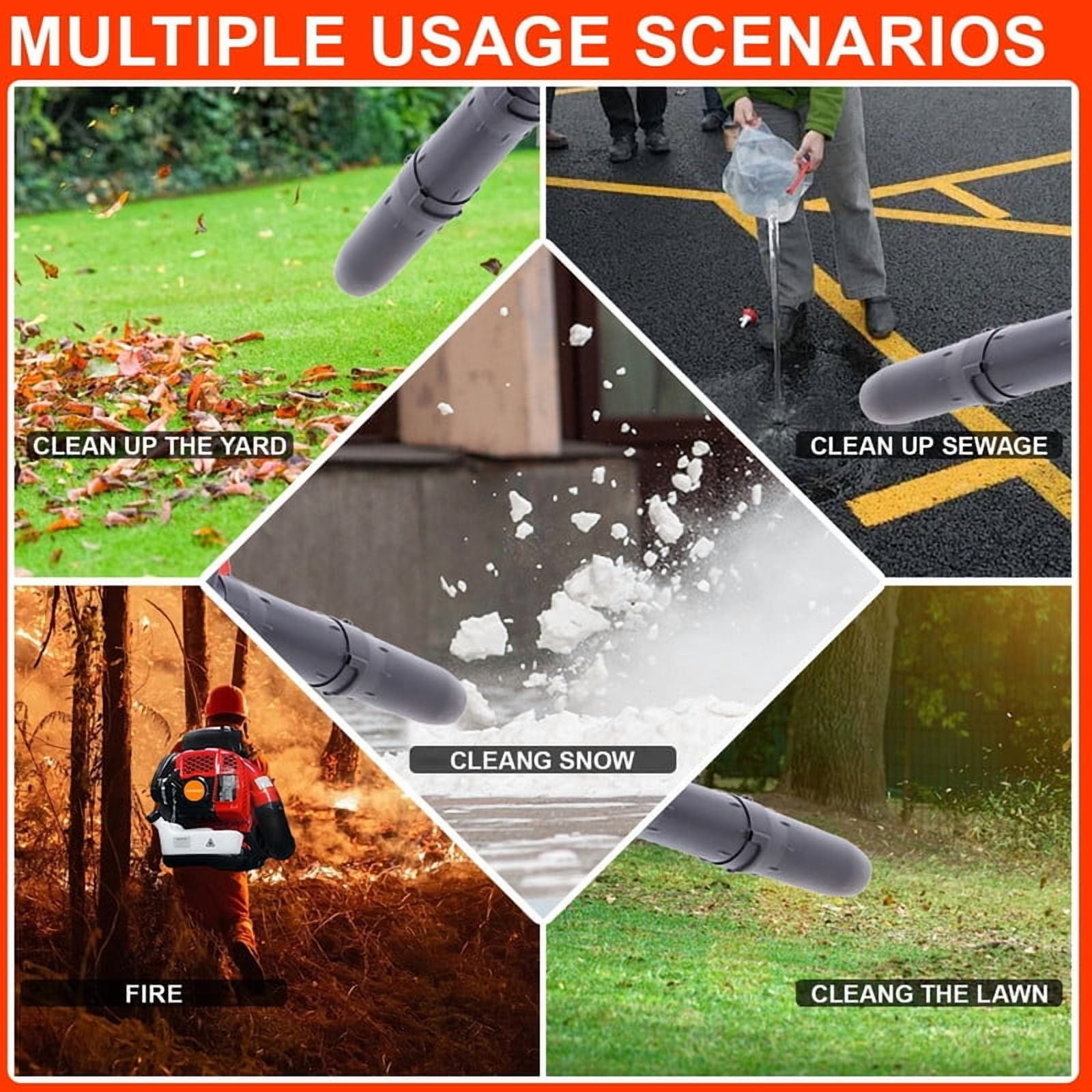 Backpack Gas Powered Leaf Blower, 80CC 900CFM 4.8HP 2-Cycle Grass Lawn Blower Air Cooling Gasoline Backpack Grass Blower with Air-Cooled, Snow Blower for Outdoor