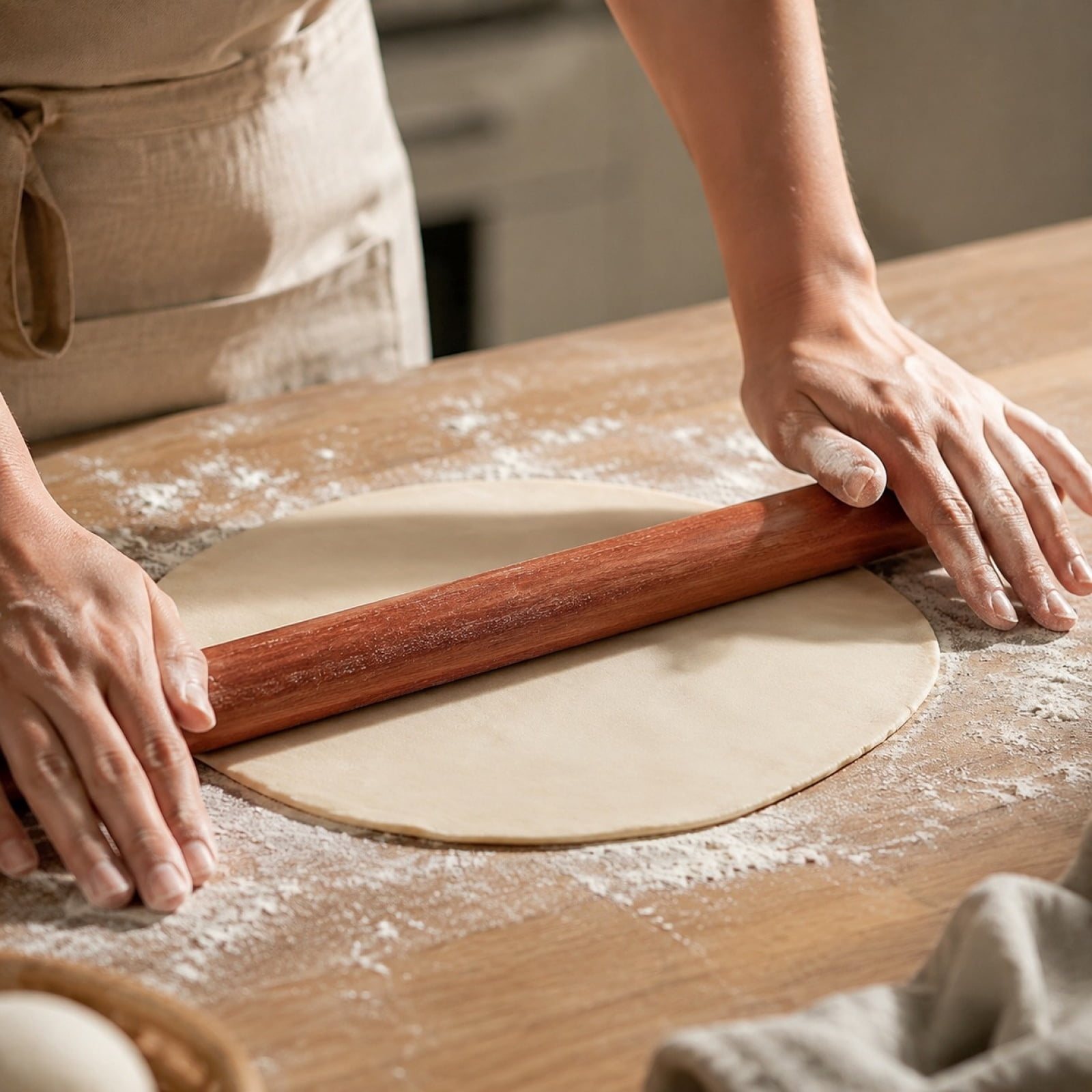 Wooden Rolling Pin, 12 Inch Solid Hardwood French Rolling Pin for Baking Dough, Pizza, Pastry and Bread, Home Kitchen Essential
