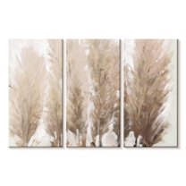Elephant Stock Pampas Grass Ii Wall Art - Horizontal Multi Panel Canvas - Living Room Wall Decor - Floral And Botanical Multi Panel - Beige And Brown Decor By Tim O'toole - 50" x 32"