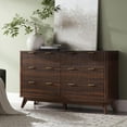 thumbnail image 3 of OKD 6 Drawer Dresser for Bedroom with Faux Marble Top, Modern Wood Chest of Drawers, Dresser Organizer, Dark Walnut, 3 of 7