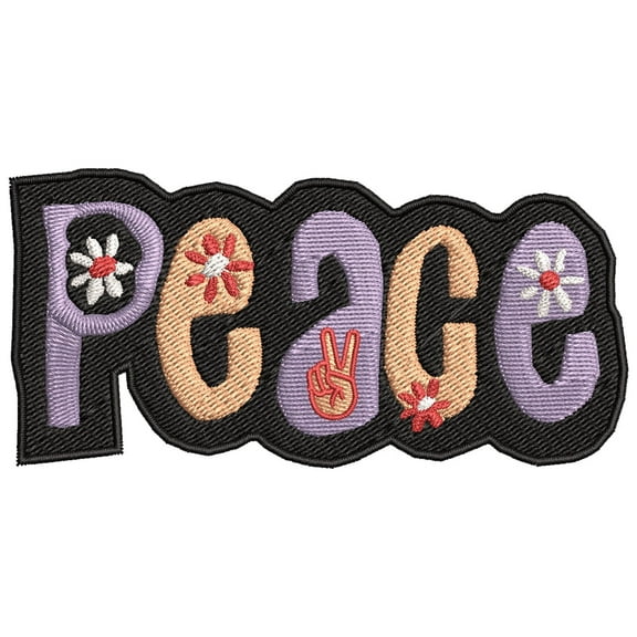 Peace Text Embroidered DIY Iron on or Sew-on Decorative Patch Badge Emblem Appliques Hippie BoHo 70's Peace Series