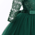 thumbnail image 6 of IDOPIP Flower Girls Long Lace Bridesmaid Dress 3/4 Sleeves Floor Length Wedding Party Princess Dress, 6 of 7