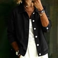 thumbnail image 2 of Women's Relaxed Fit Long Sleeve Turndown Collar Denim Button Up Cardigan Coat Jacket Comfy Versatile Spring Winter Outfits | CSEONE,Black L, 2 of 7
