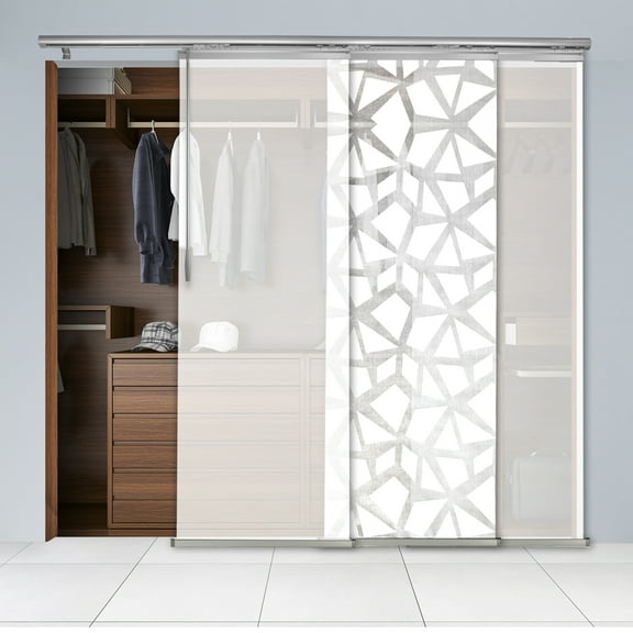 Domovina 3 Panel Track Vertical Blinds, Adjustable 36-66"W x 91.4"H - Splinter/Kalyna