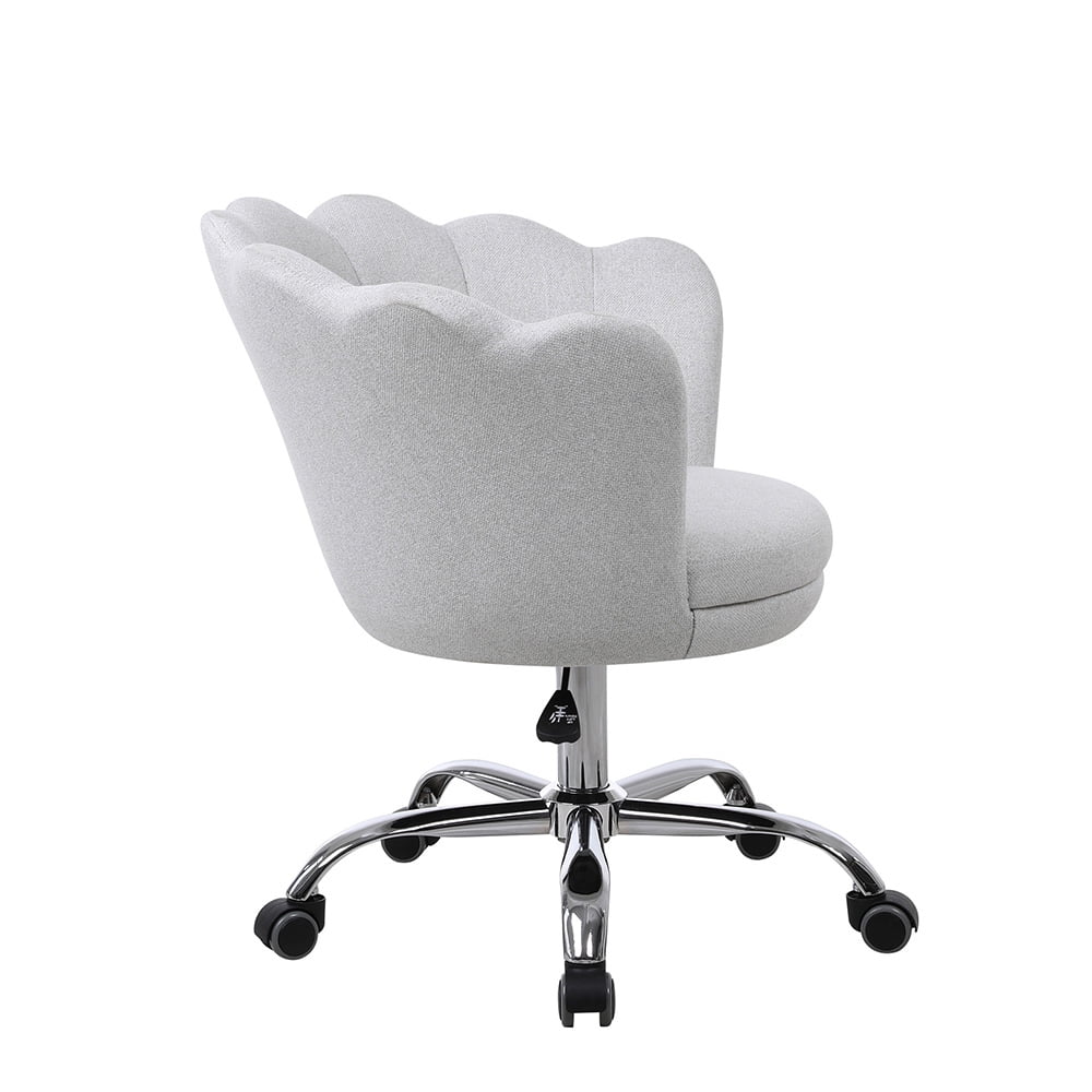 Kepooman Modern Adjustable Swivel Shell Chair with Wheels & Arm for Home Office, White Kepooman Modern Adjustable Swivel Shell Chair with Wheels & Arm for Home Office, White