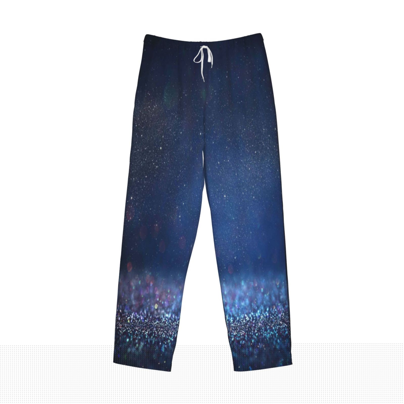 thumbnail image 4 of Xecao Retro Blue Glitter Men's Straight Lounge Pajama Pants: The Ultimate in Comfortable Sleepwear, 4 of 9
