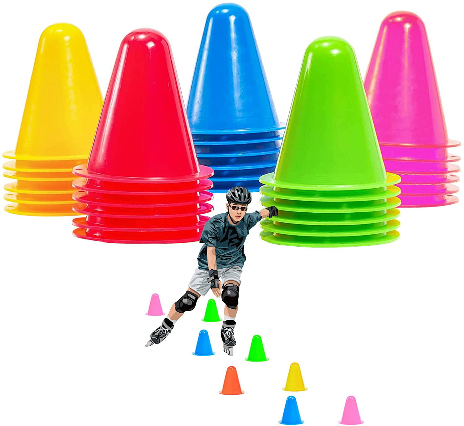 7" Marker Training Cones Obstacle Traffic For Football Roller Skating Rugby New 