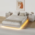thumbnail image 4 of ASTUVIA 4-Piece Bedroom Set for Adult, Fluted Queen Floating LED Bed Frame with 2 Nightstands and Fluted 6 Drawer Dressers,White, 4 of 10