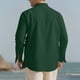 thumbnail image 5 of Blusa y camisa de manga larga con cuello alto para hombre, color liso, informal, con botones, medio cárdigan, manga larga, cuello alto, blusas de poliéster para hombre, 5 of 9
