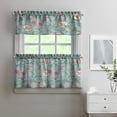 thumbnail image 2 of Pioneer Kitchen Curtains and Valance Set 24 Inch Tier Flowers Teal Curtains Small Drapes for Cafe Living Room Bathroom Farmhouse 3 Pieces Set Rod Pocket, 2 of 6