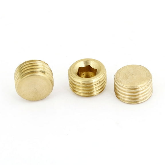 Unique Bargains 1/4" PT Male Threaded Diameter Metal Inside Hex Head Pneumatic Pipe Plug 3 Pcs
