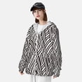thumbnail image 4 of Pofeuu Black White Stripes Print Sun Protection Outdoor Lightweight Full Zip UV Cooling Hoodie Long Sleeve Summer Clothing for Outdoor Hiking-Small, 4 of 5