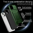thumbnail image 6 of SaniMore for iPhone 12 Stand Case, Slide Camera Cover 360 Degree Rotating Kickstand Magnetic Car Mount Hybird Tri-layer Rugged Shell Military-grade Shockproof Anti-drop Cover, Darkgreen, 6 of 10