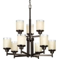 thumbnail image 2 of Progress Lighting Alexa 9-Light 2-Tier Chandelier, Ceramic, Antique Bronze, Textured White Linen Glass, 2 of 4