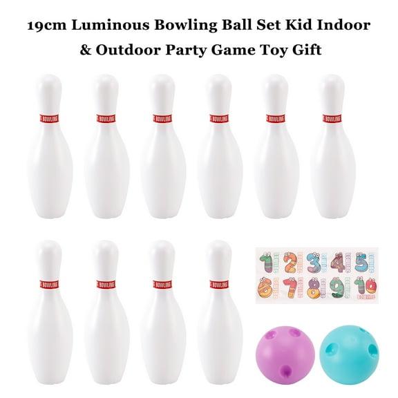 Gift Luminous Bowling Ball Set Kid Indoor & Outdoor Party Game Toy 19cm