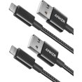 thumbnail image 2 of Cable Lightning de nylon premium Anker de 6 pies paquete de 2 certificado MFi para cargadores de iPhone negro, 2 of 2