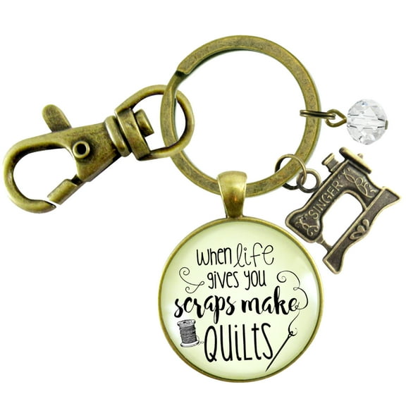 Quilting Keychain When Life Gives Scraps Make Quilts Pendant Sewing Machine Jewelry