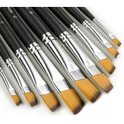 9 Pieces Artist Paint Brushes Nylon Angled Flat Paint, Set for Oils, Acrylic, Gouache, Watercolor Painting Lightwish