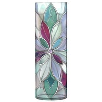 Clear Flower Vase Centerpieces Plastic Cylindrical Vases Home Wedding Decor 4"x12" Violet Red Floral Stained Glass