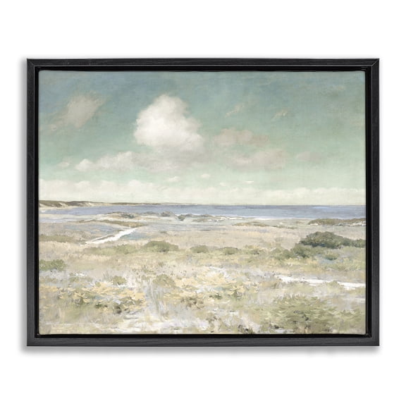 Stupell Industries Coastal Water View with Clouds Black Floating Frame Canvas Art, 21 x 17, by Christy McKee
