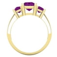 thumbnail image 3 of Dazzlingrock Collection Princess Amethyst 3 Stone Engagement Ring for Women (Color Purple, Clarity Moderately Included) in 14K Yellow Gold, Size 4, 3 of 6
