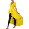 thumbnail image 5 of WenZu Womens Casual Shirt Dress High Low Irregular  Hem Blouse Asymmetrical Peplum Long Tunic Tops, 5 of 13