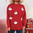 thumbnail image 4 of Grand Chandail de Noël Rouge pour Femmes, Chandail Décoré 3D, Automne et Hiver, Décontracté, 4 of 5