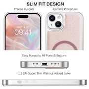 GAOBAO Designed for iPhone 15 Plus Case, Magnetic Drop Resistant Glitter Full Camera Protection for iPhone 15 Plus 6.7”, Pink