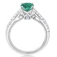thumbnail image 3 of Gem Stone King 925 Sterling Silver Green Malachite and White Created Sapphire Engagement Ring for Women (1.77 Cttw, Cushion 6MM, Gemstone Birthstone, Available in Size 5, 6, 7, 8, 9), 3 of 5