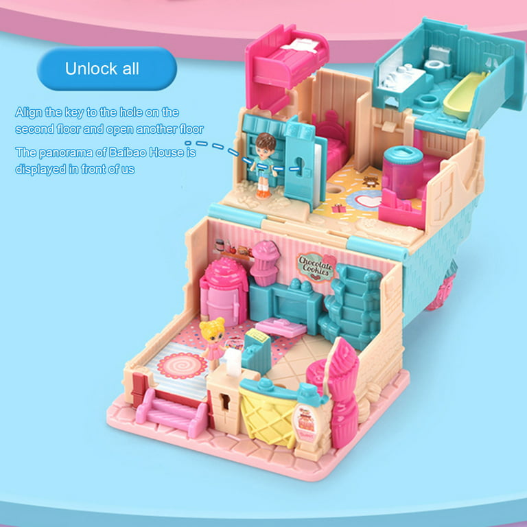 PERZOE Simulation Doll House Music And Light 3D Folding Early Education  Entertainment Baby Pretend Toy Cooking Coffee House Toy Baby Products