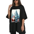thumbnail image 4 of Plus Size Shirt for Women Black Tops for Women Short Sleeves Shirt for Women Santa Claus And Snow 3 T Shirt Oversized Shirt for Women S, 4 of 5