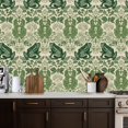 thumbnail image 2 of Cottagecore Peel and Stick Wallpaper 17.7in x 9.8ft Botanical Frog Green Leaves Floral Elements Contact Paper Self-Adhesive Removable Wall Paper for Bedroom Kitchen Cabinet Décor Renter Friendly, 2 of 8