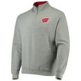 thumbnail image 2 of Men's Colosseum Heathered Gray Wisconsin Badgers Tortugas Team Logo Quarter-Zip Jacket, 2 of 4