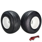 Kenda Hole-N-1 K389 18x8.5-8 Golf Cart Tire & White Wheel with Keychain - 2-Pack