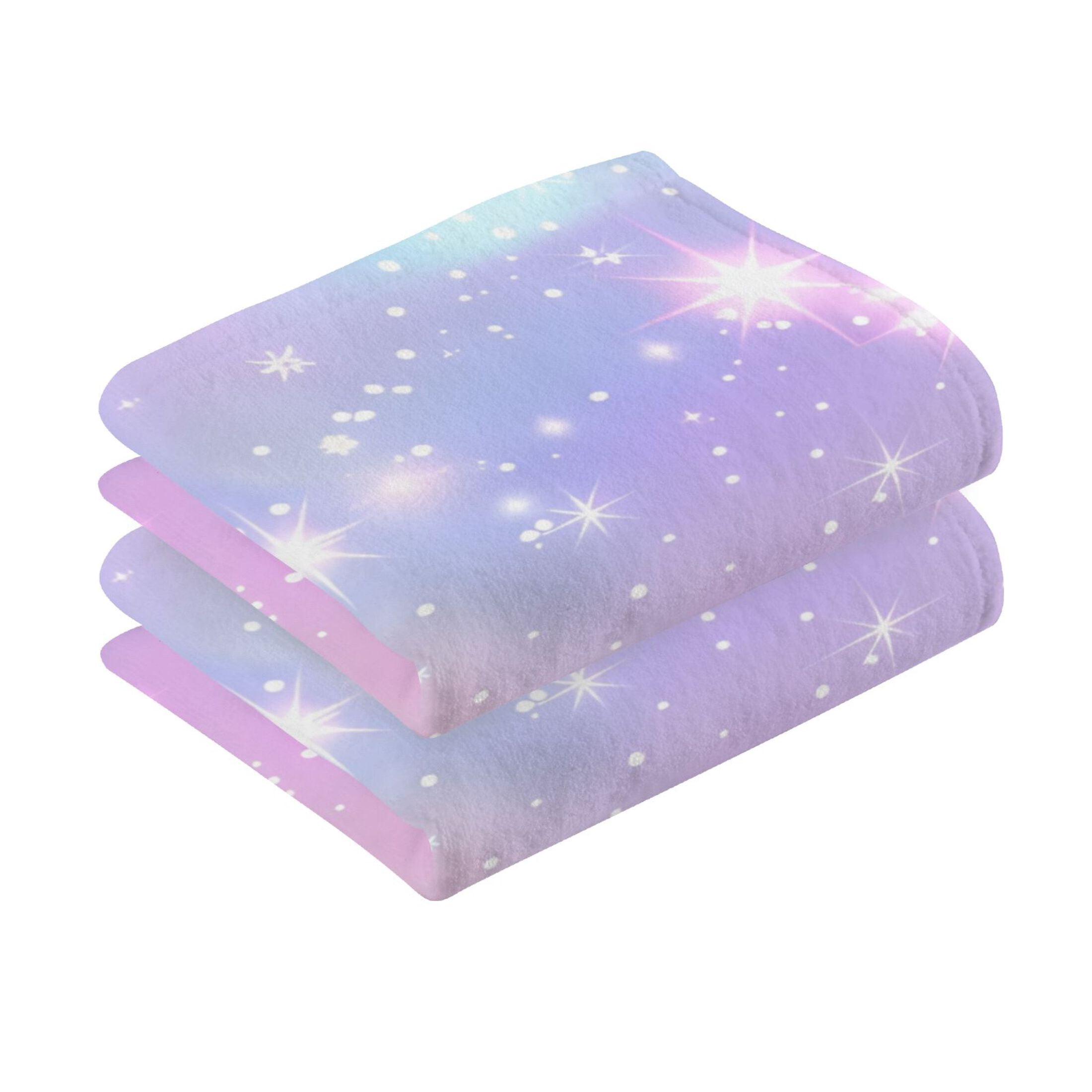 Pink Sky with Stars 2 Pcs Hand Towel Set Cotton Absorbent Soft Face Towels Bath Towels for Bathroom Kitchen Shower Hotel Decor 16"x28"