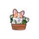 thumbnail image 1 of Broche con diseño de bonito perro corgi esmaltado con diseño de maceta, 1 of 1